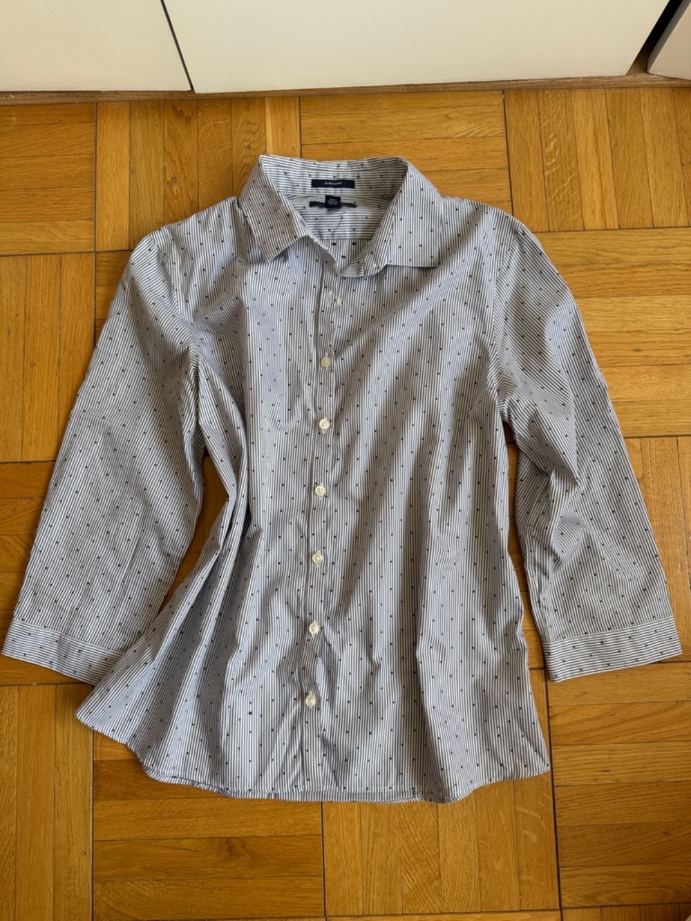 Navy Pinstripe Button-Up Shirt